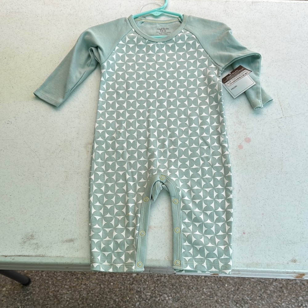 Burt's Bees Baby Mint Geometric Romper